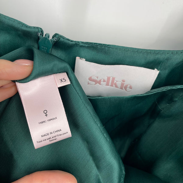 Selkie Emerald Elf Puff Dress XS Silk Green Fairycore Romantic Designer