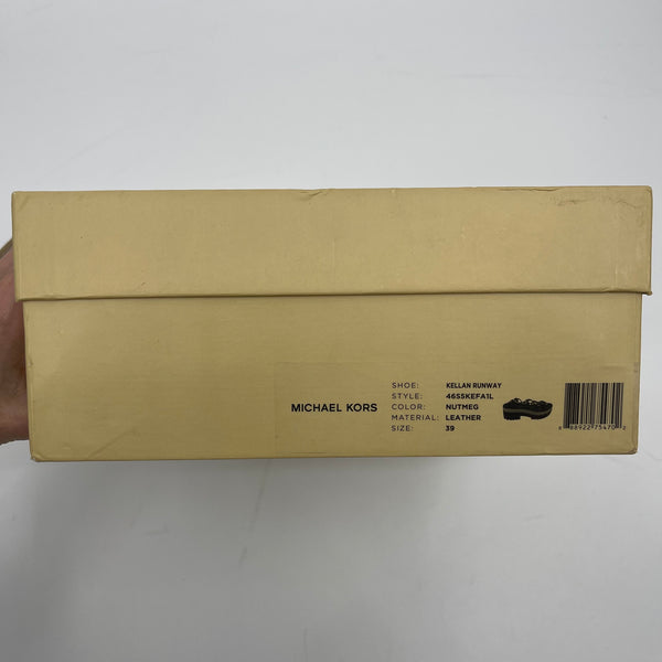 Michael Kors Collection Kellan Runway Gladiator Platform Leather Sandals Nutmeg Size 39
