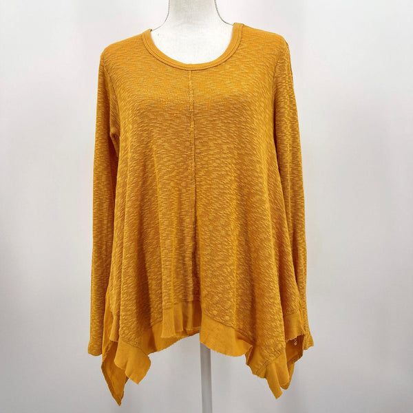 Anthro Left of Center Mustard Centerline Slub Top