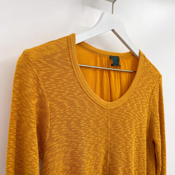 Anthro Left of Center Mustard Centerline Slub Top