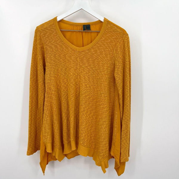 Anthro Left of Center Mustard Centerline Slub Top