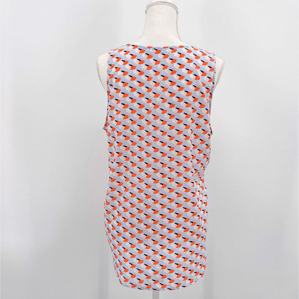 Halogen Geometric Orange Sleeveless Button Blouse