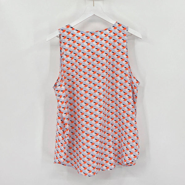 Halogen Geometric Orange Sleeveless Button Blouse