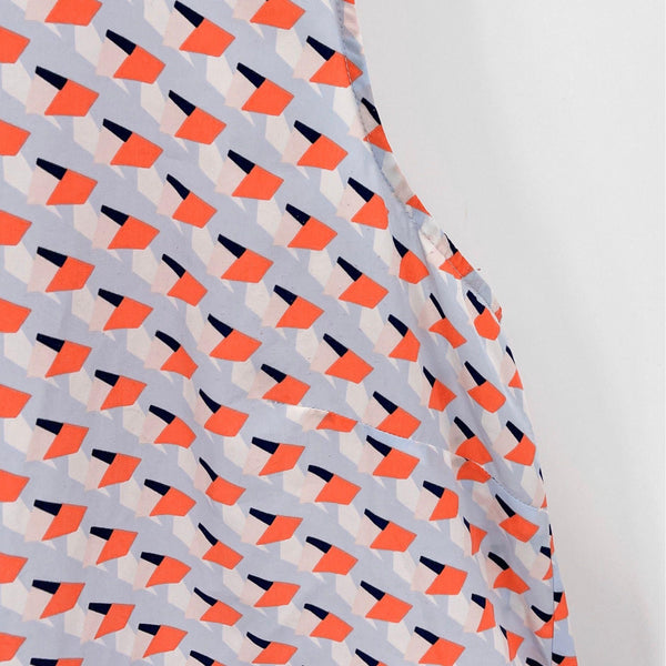 Halogen Geometric Orange Sleeveless Button Blouse