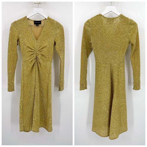 Donna Morgan Gold Sequin Long Sleeve Party Dress