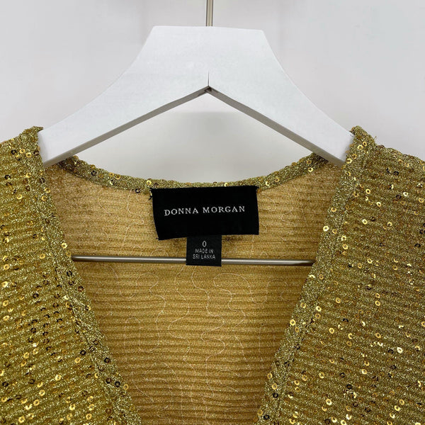 Donna Morgan Gold Sequin Long Sleeve Party Dress