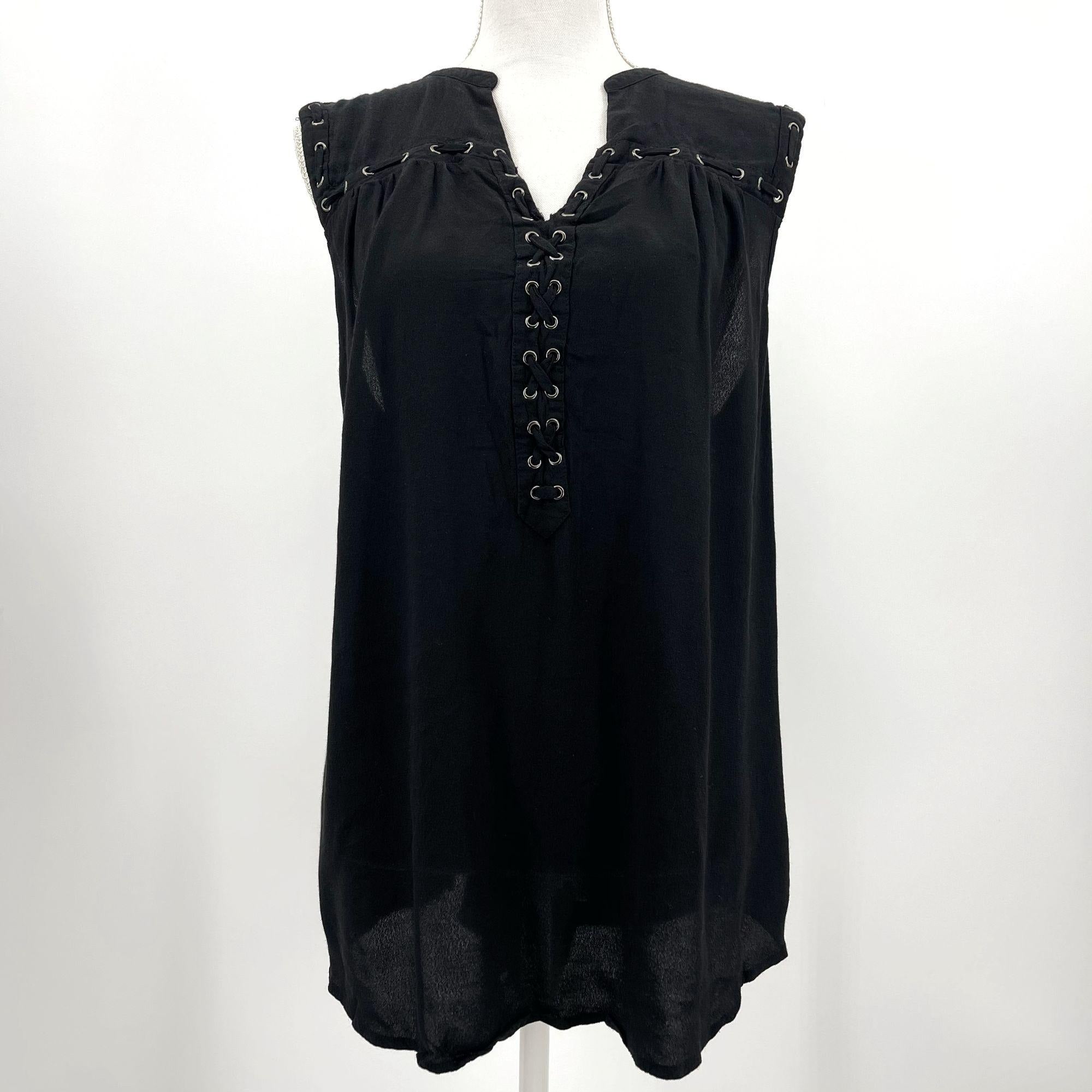 Torrid Black Grommet Lace Up Tank Top Blouse