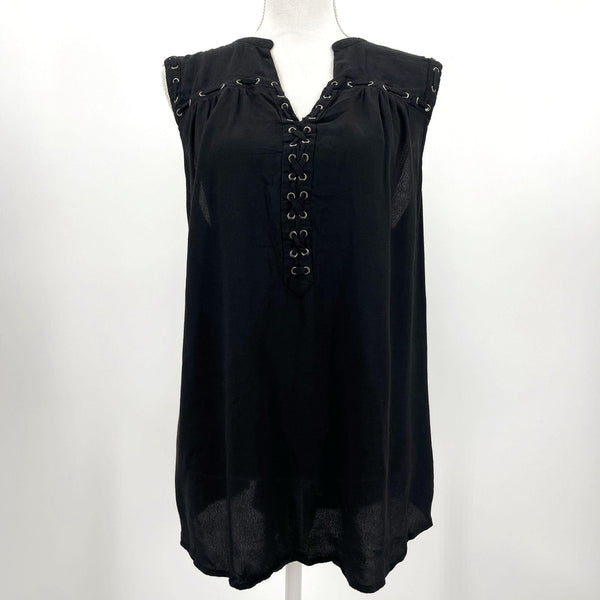 Torrid Black Grommet Lace Up Tank Top Blouse