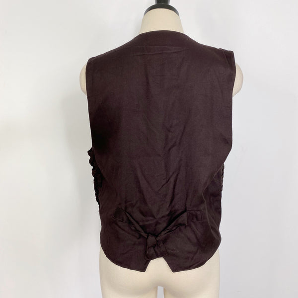 Vintage Brown Suede Leather Woven Button Vest