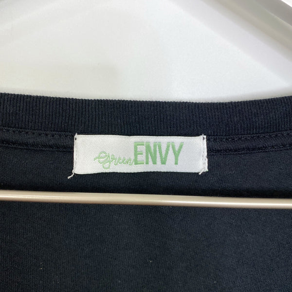 Green Envy NWT Black Tie Front Cuffed Tee