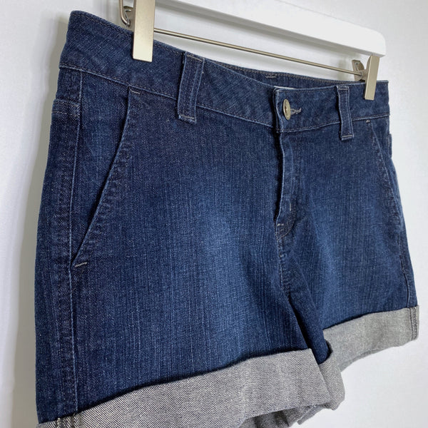 DKNY Jeans Dark Wash Rolled Cuffed Denim Shorts