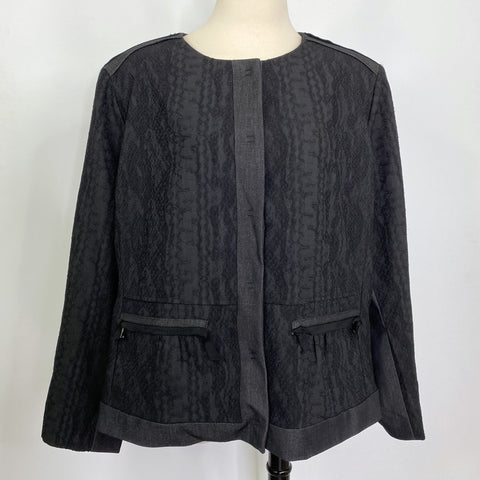 Tahari Black Snakeskin Textured Blazer Style Jacket
