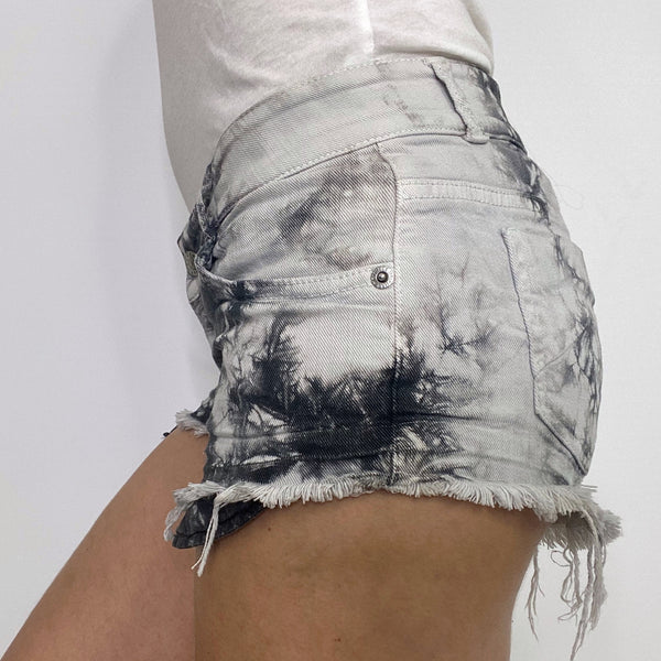 Brandy Melville Black Tie Dye Cut Off Frayed Denim Shorts