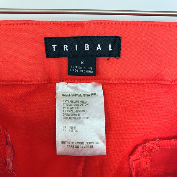 Tribal Coral High Rise Chino Shorts