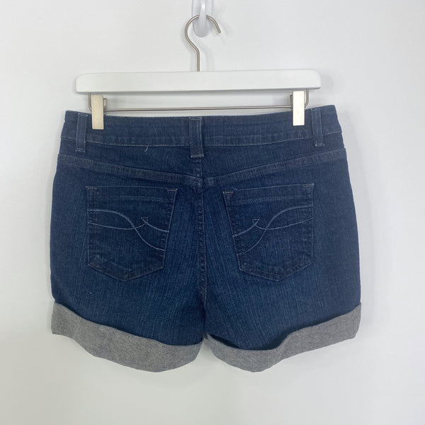 DKNY Jeans Dark Wash Rolled Cuffed Denim Shorts