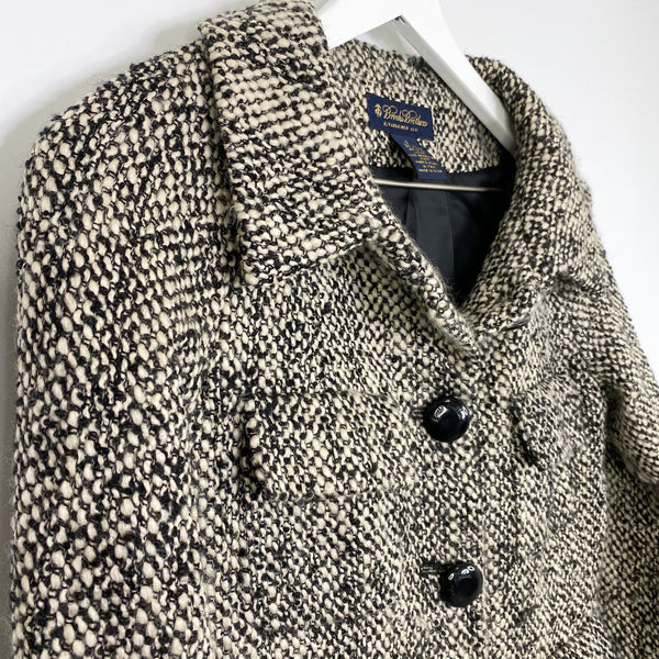 Brooks Brothers Black Cream Wool Mohair Tweed Blazer Jacket Retail $248