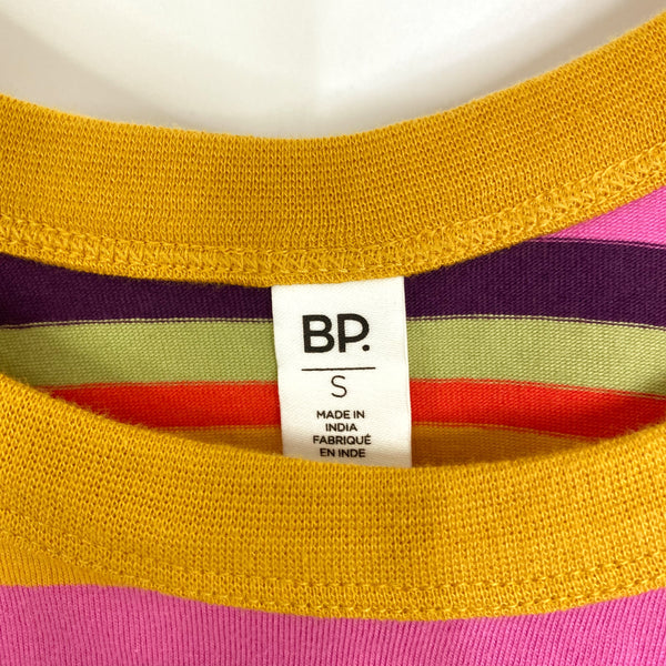 BP. Multicolor Striped Fitted Lettuce Hem Tank Top