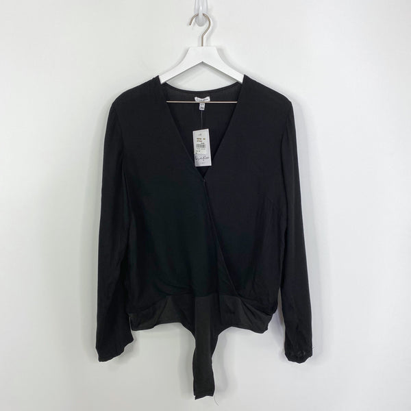 love, fire NWT Black Surplice V Neck Long Sleeve Bodysuit