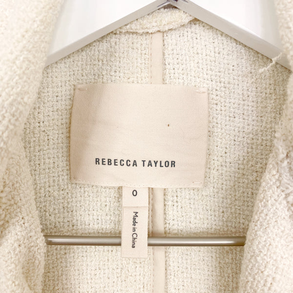 Rebecca Taylor Summer Star Cream Moto Style Tweed Jacket Retail $495