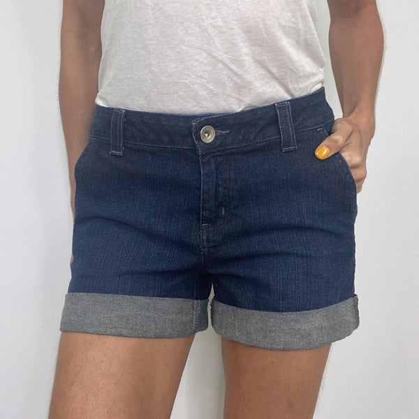 DKNY Jeans Dark Wash Rolled Cuffed Denim Shorts