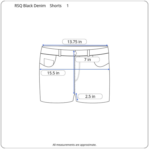 RSQ Black Cuffed Frayed Stretch Denim Shorts