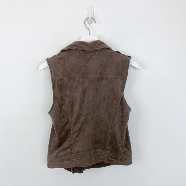 Abercrombie & Fitch Brown Faux Suede Asymmetrical Zip Moto Vest