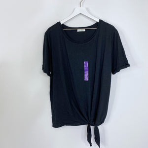 Green Envy NWT Black Tie Front Cuffed Tee