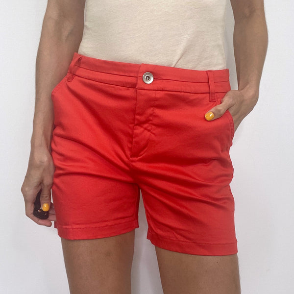 Tribal Coral High Rise Chino Shorts