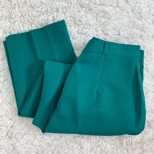 Sears Vintage 70s Teal High Waisted Pleated Polyester Pants