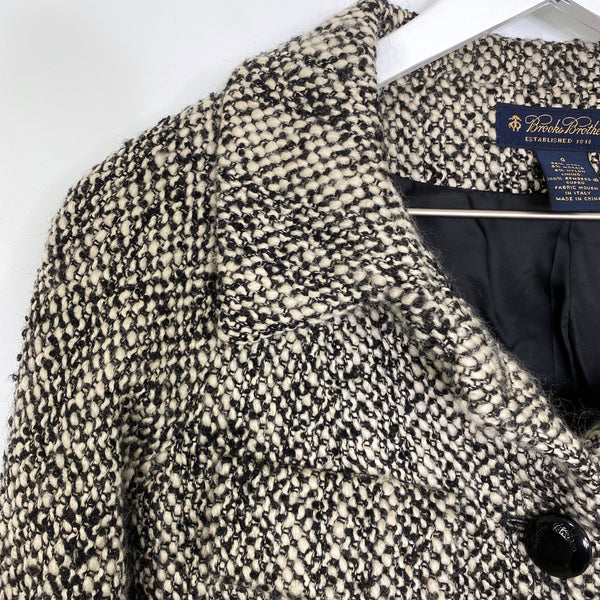 Brooks Brothers Black Cream Wool Mohair Tweed Blazer Jacket Retail $248