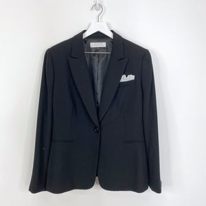 Tahari ASL Black Striped Lace Pocket Square Blazer