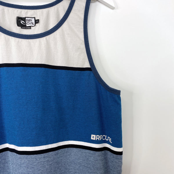 Rip Curl Blue Block Stripe Reserve Cotton Tank Top