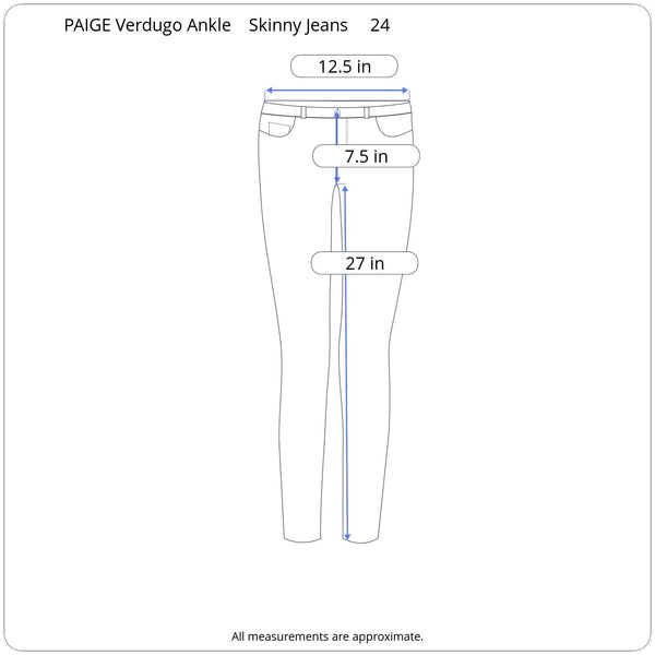 PAIGE Verdugo Ankle Medium Dark Wash Stretch Skinny Jeans Retail $179