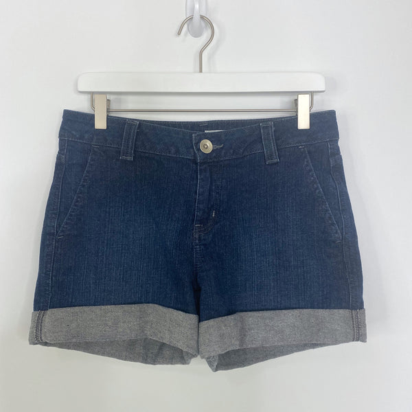 DKNY Jeans Dark Wash Rolled Cuffed Denim Shorts