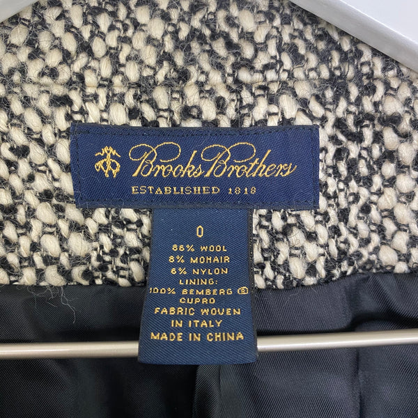 Brooks Brothers Black Cream Wool Mohair Tweed Blazer Jacket Retail $248