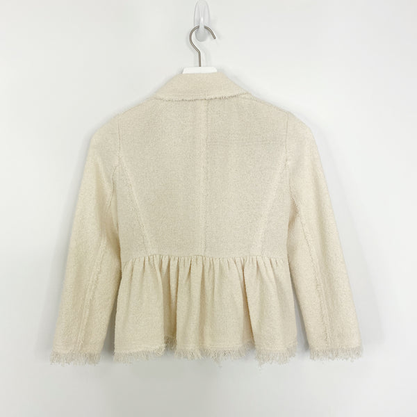 Rebecca Taylor Summer Star Cream Moto Style Tweed Jacket Retail $495