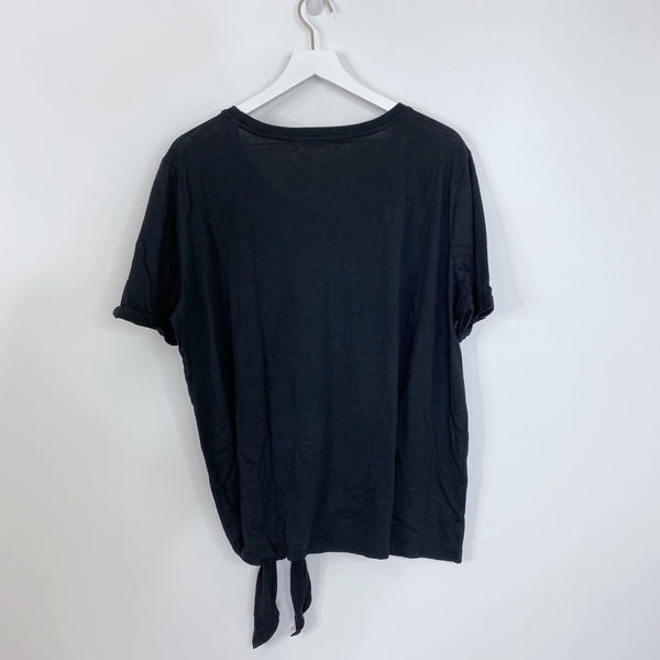 Green Envy NWT Black Tie Front Cuffed Tee