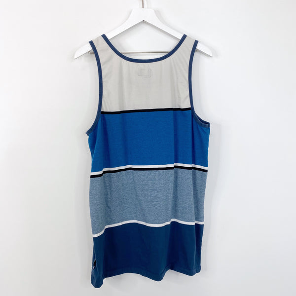 Rip Curl Blue Block Stripe Reserve Cotton Tank Top