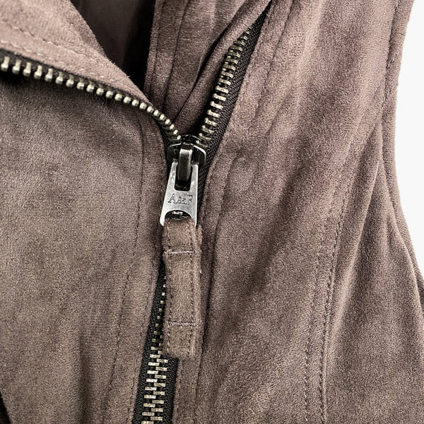 Abercrombie & Fitch Brown Faux Suede Asymmetrical Zip Moto Vest