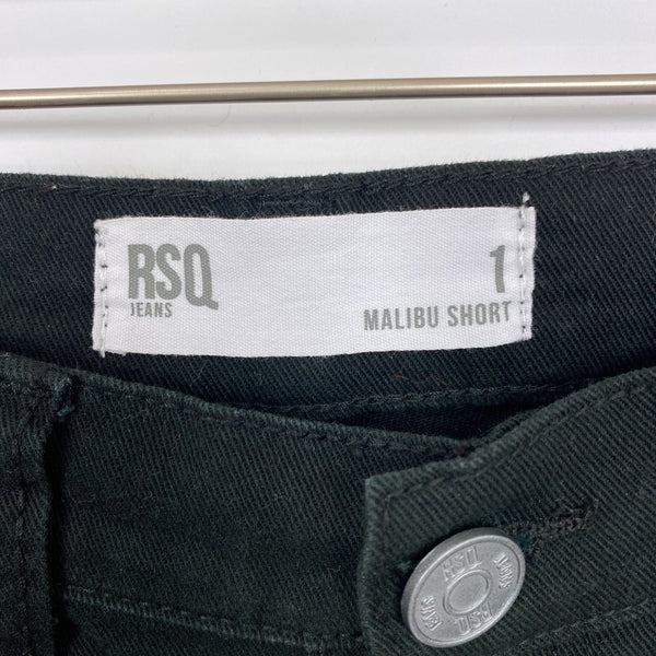 RSQ Black Cuffed Frayed Stretch Denim Shorts