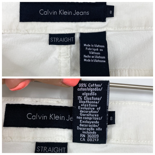 Calvin Klein Jeans White Straight Leg Stretch Corduroy Pants