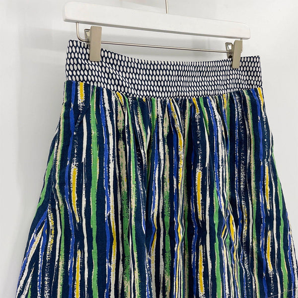 Anthropologie Porridge Blue Duo Striped Dot Skirt